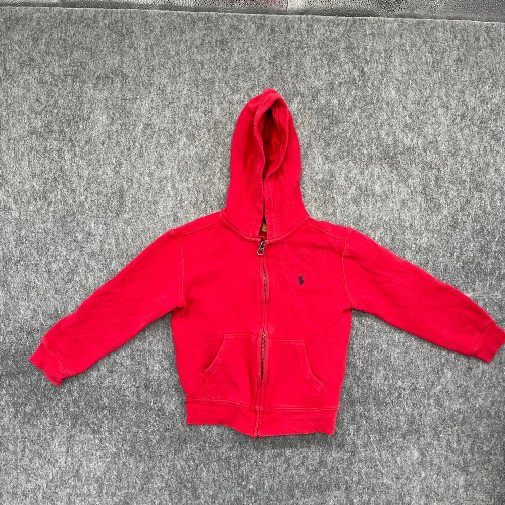 Polo Ralph Lauren Hoodie Boys Red Zip and Gray Joggers Tracksuit Set Size 6